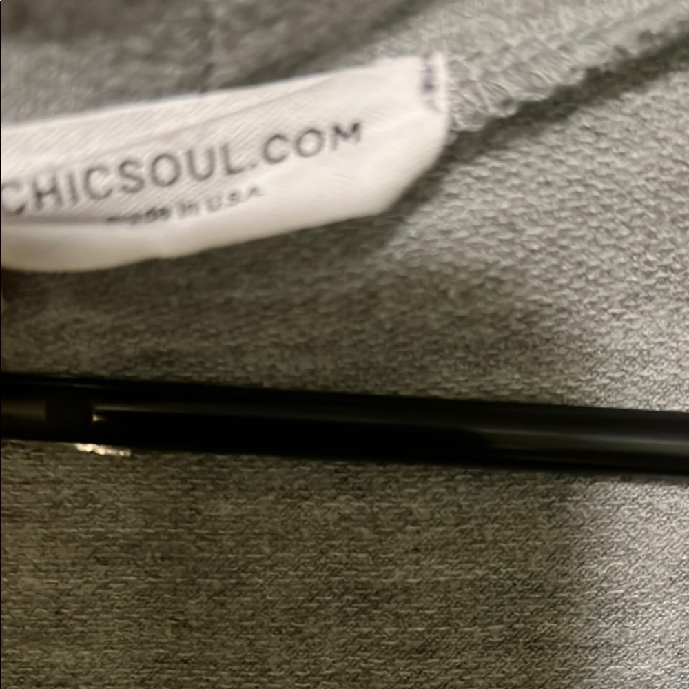 Chic Soul Gray and White Striped Women's Top with Elbow Patches - Picture 2 of 4